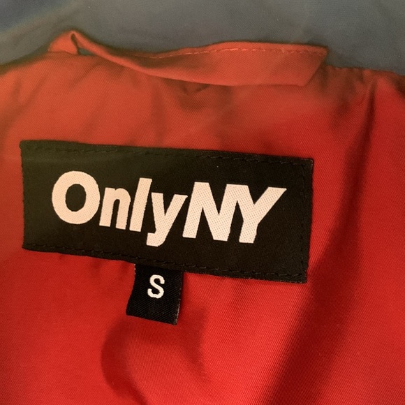 OnlyNY puffy vest: unisex Size Small; blue w/orange interior - Picture 4 of 8